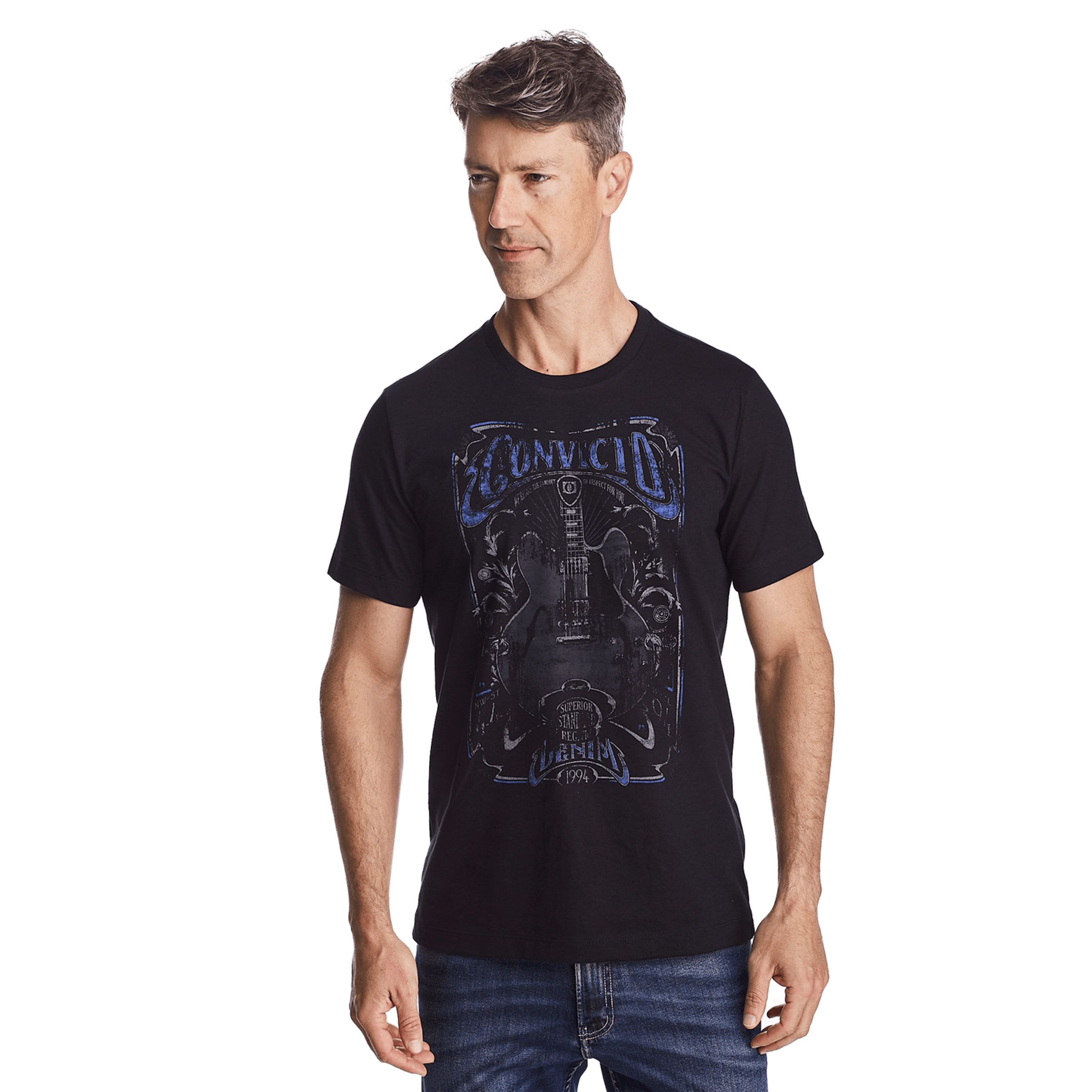 Camiseta-Slim-Masculina-Com-Estampa-de-Guitarra-Convicto